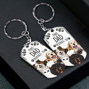 This Human Belongs To - Dog gift for cat lover - Personalized Stainless Steel Keychain