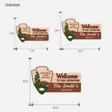 Welcome To Our Adventure - Personalized Hiking Custom Shaped Wood Sign