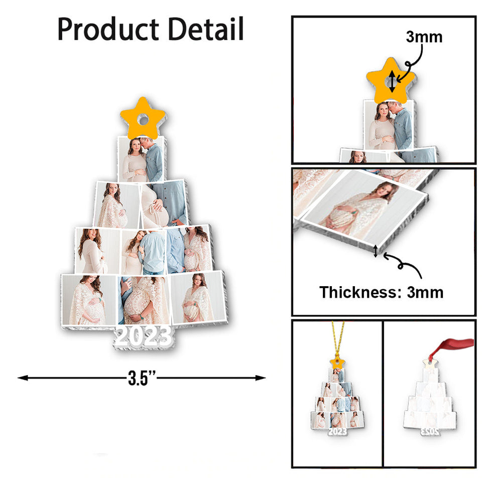Photo Pregnancy Christmas Tree - Personalized Pregnancy Transparent Ornament