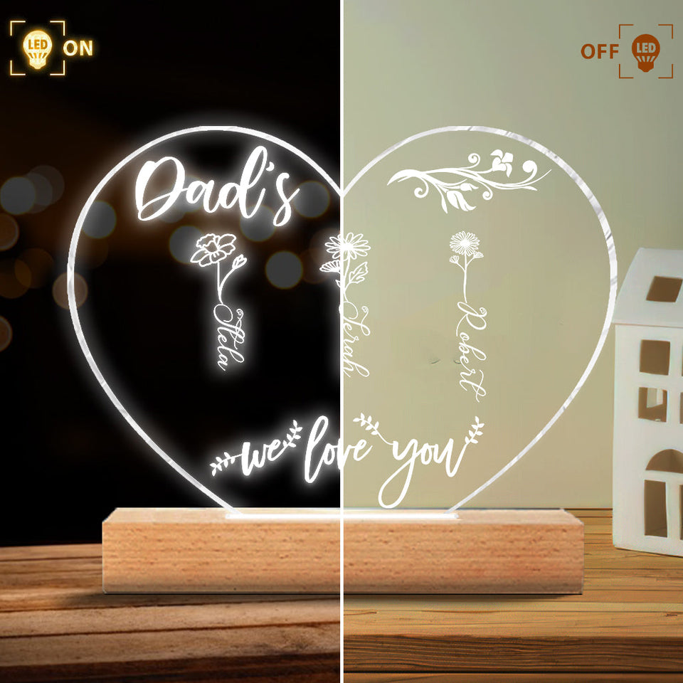 Mom’s Garden - Gift for grandma, mom, aunt, grandpa - Personalized Shaped Plaque Light Base