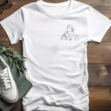 Custom Line Art - Personalized Step Dad Embroidered T-shirt