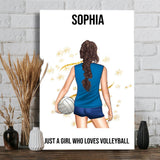 Just A Girl Who Loves Volleyball - Personalized Volleyball Canvas And Poster