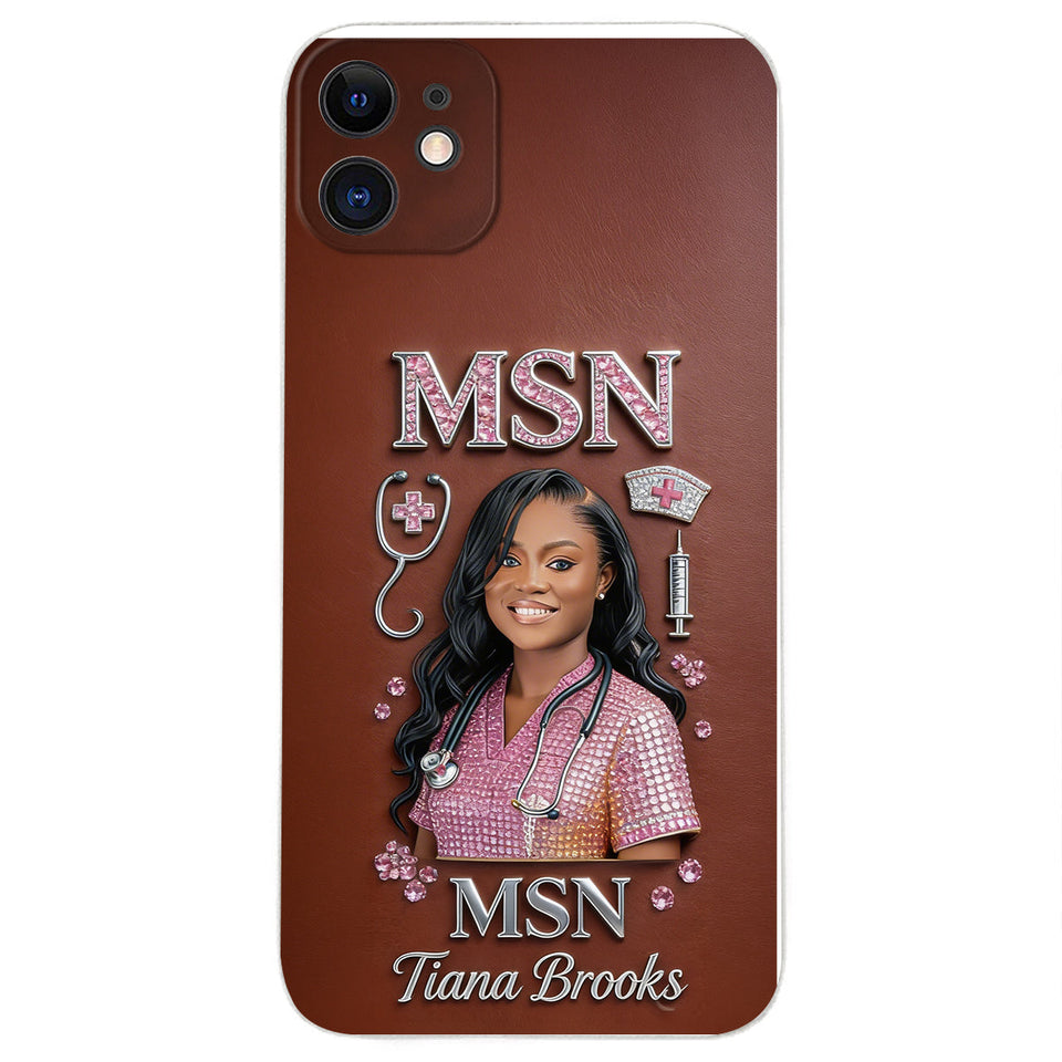 Any Title - Gifts For Nurse, Doctor - Personalized Nurse 3D Embossed Leather Phone Case