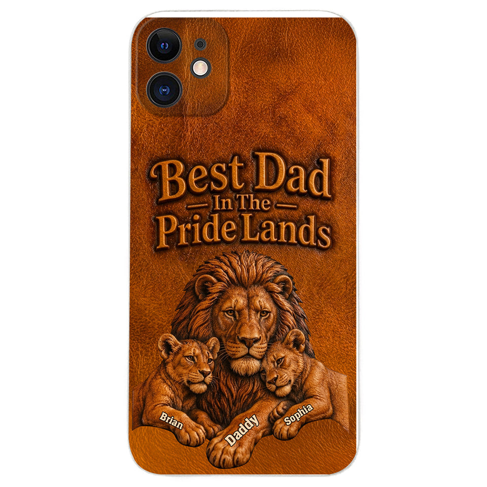 Papa Lion - Personalized Father 3D Embossed Leather Phone Case