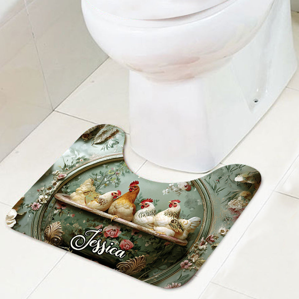 Floral Farm Animals - Personalized Farmer Bathroom Curtain & Mats Set