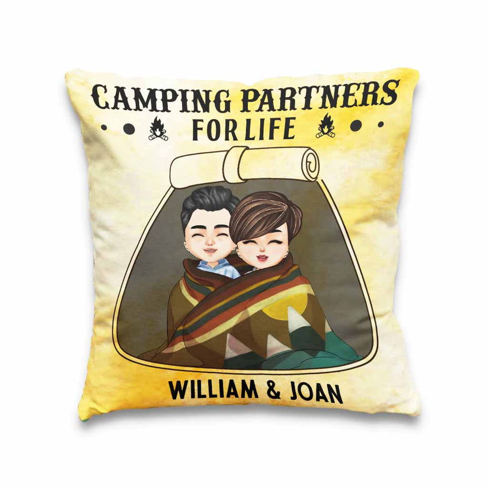 Camping Partners For Life - Personalized Couple Throw Pillow