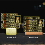 Mom Scrabble Tile - Personalized Mother's Day Mother Shaped Plaque Light Base