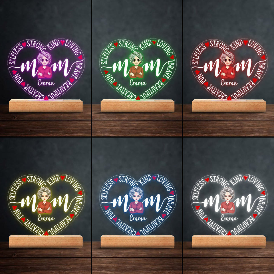 Mom - Personalized Mother's Day Mother Shaped Plaque Light Base