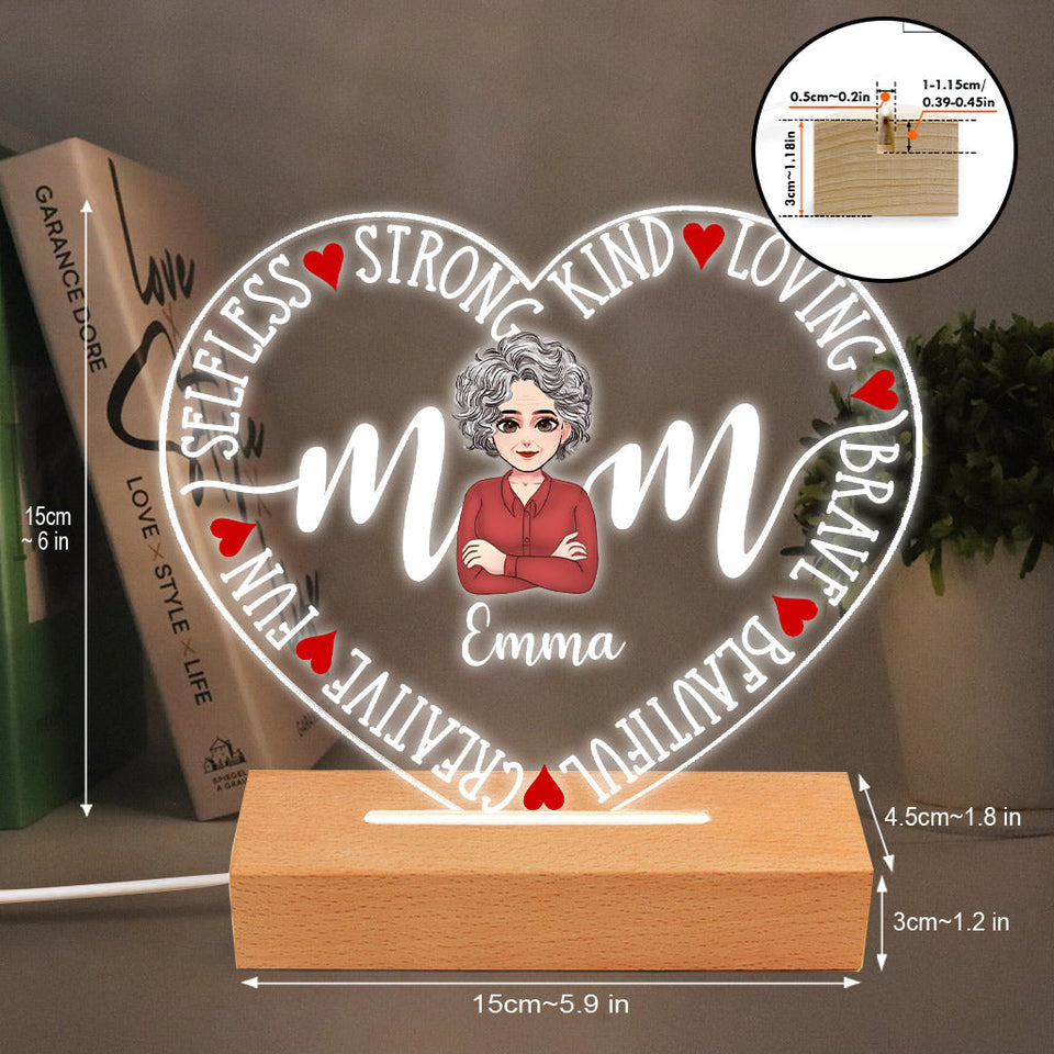 Mom - Personalized Mother's Day Mother Shaped Plaque Light Base