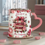 Books Are My Love Language - Personalized Book Heart Handle Mug