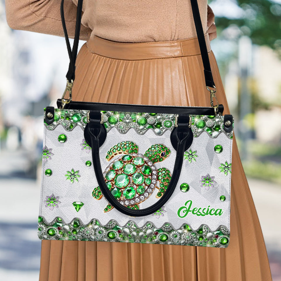 Love Turtles - Personalized Turtle Leather Handbag