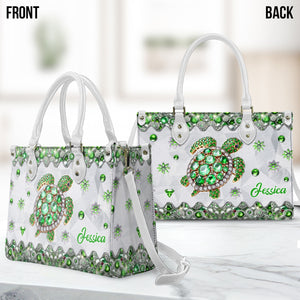 Love Turtles - Personalized Turtle Leather Handbag