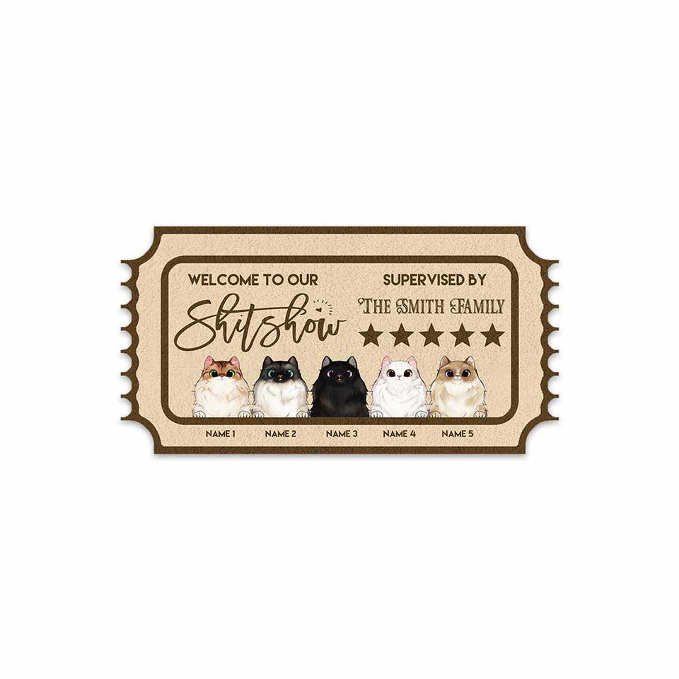 Welcome To Our Show - Personalized Cat Shaped Doormat