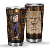 And Into The Library I Go - Personalized Book Tumbler