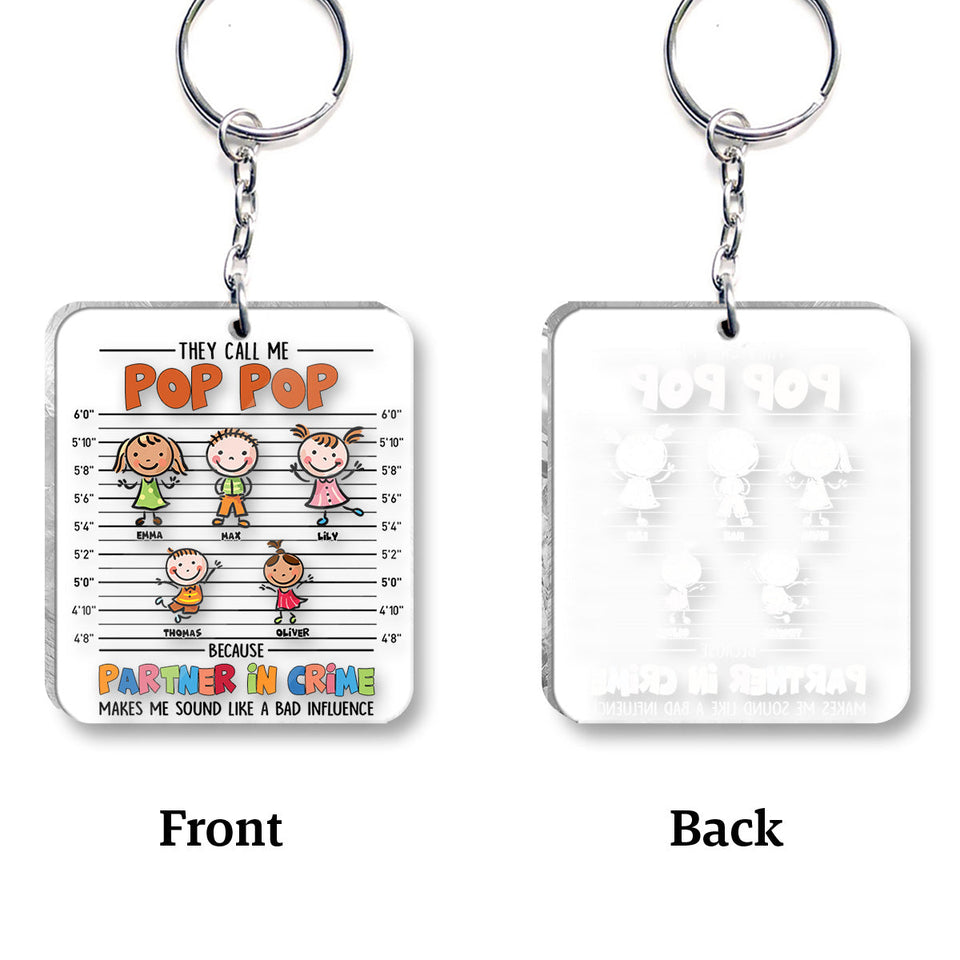 Partner In Crime - Gift for grandpa, grandma, mom, dad, uncle, aunt, brother, sister - Personalized Keychain