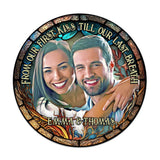 Photo Inserted Couple - Personalized Couple Round Wood Sign