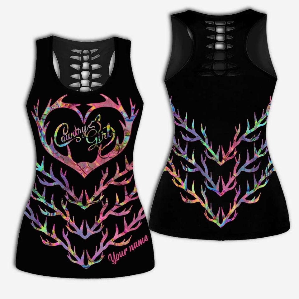 Country Girl - Personalized Hunting Hollow Tank Top and Leggings