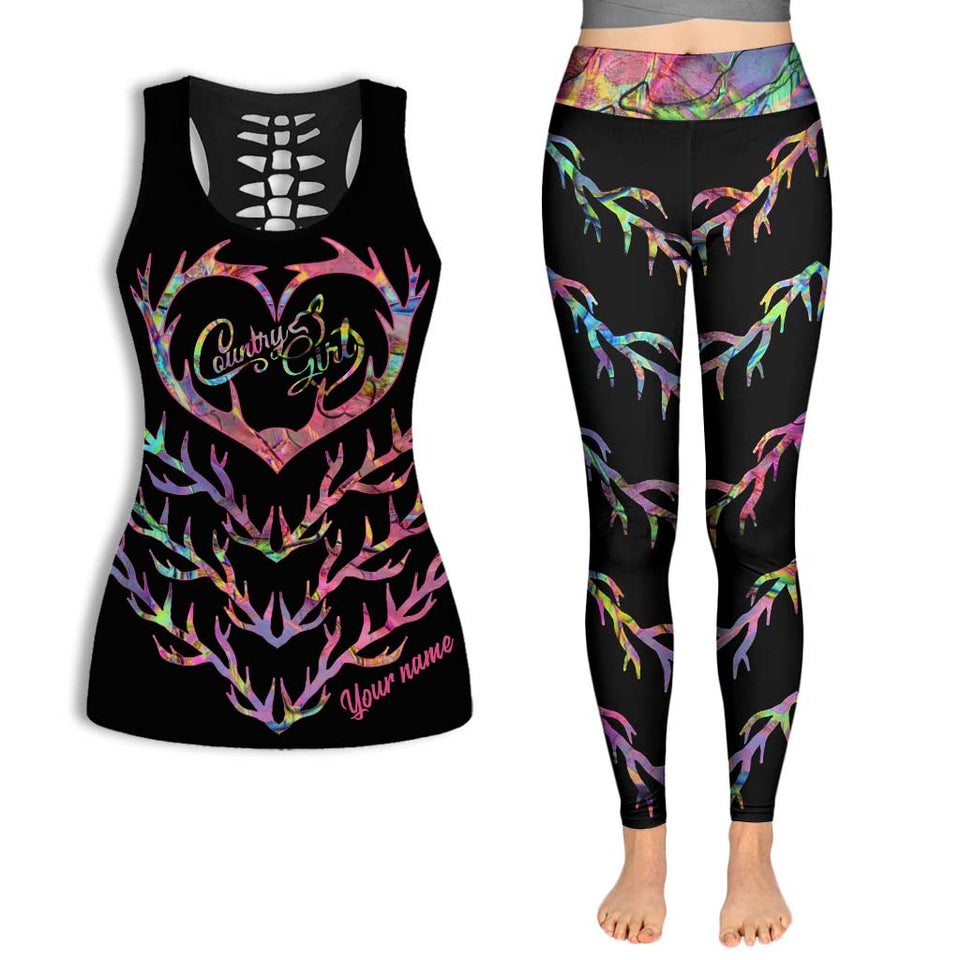 Country Girl - Personalized Hunting Hollow Tank Top and Leggings