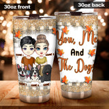 You Me And The Dogs - Personalized Fall Couple Tumbler