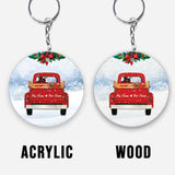 God Blessed The Broken Road - Personalized Couple Keychain (Printed On Both Sides)