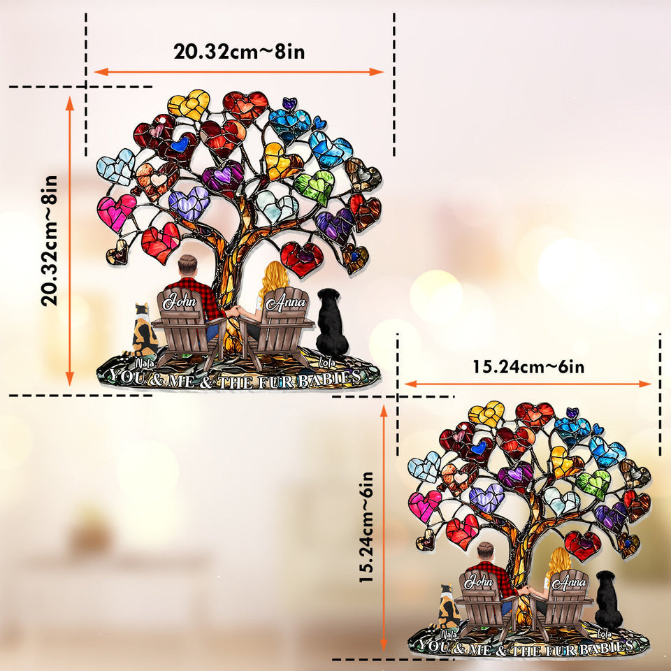 You And Me And The Fur Babies - Personalized Couple Window Hanging Suncatcher Ornament