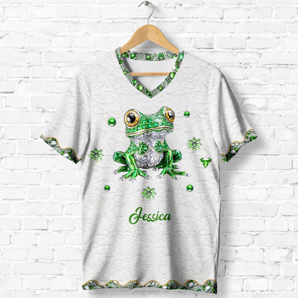 Love Frog - Personalized Frog Fully Printed V-Neck T-Shirt