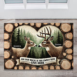 An Old Buck & His Sweet Doe Live Here - Personalized Hunting Doormat