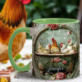 Vintage Floral Chicken - Personalized Chicken Accent Mug