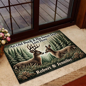 An Old Buck & His Sweet Doe Live Here - Personalized Hunting Doormat