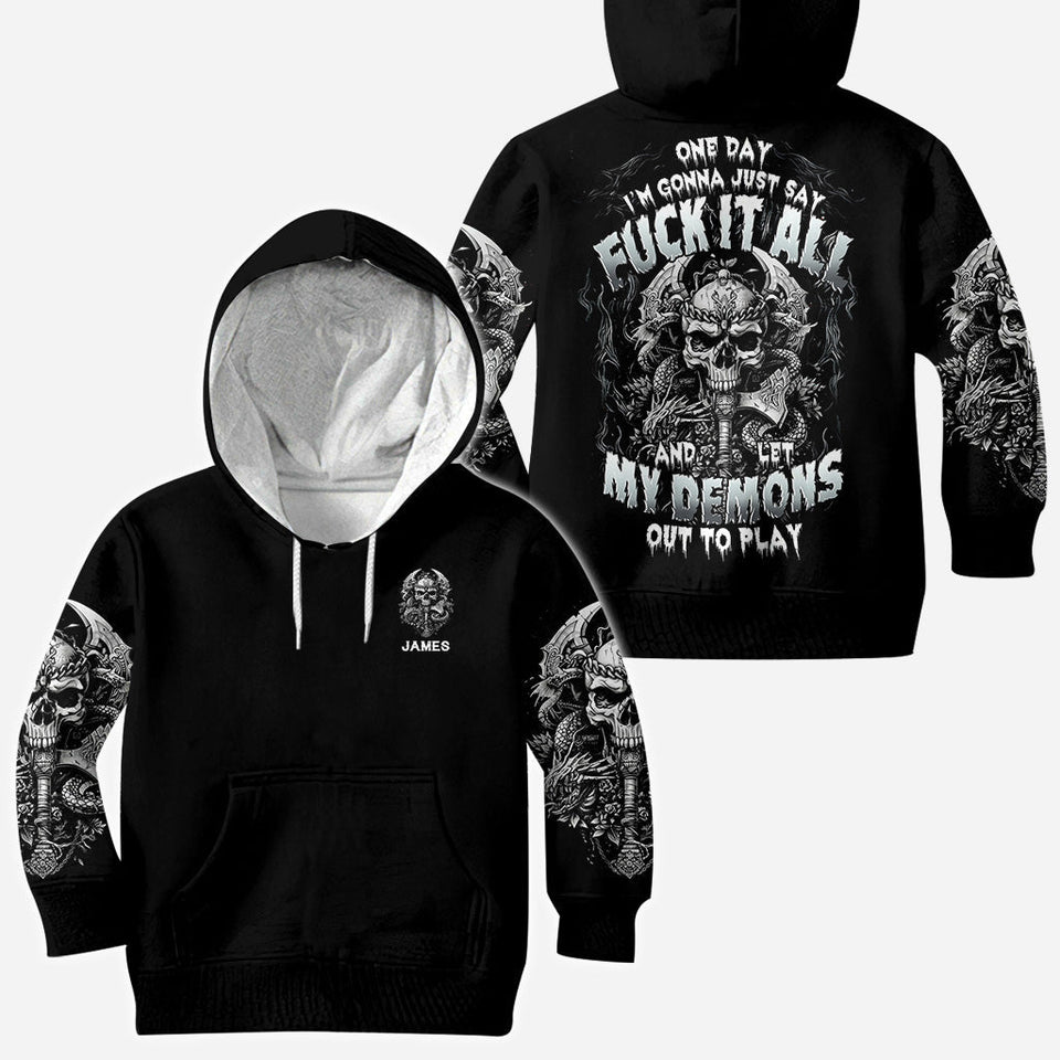 One Day I'm Gonna Just Say - Personalized Skull All Over Shirt