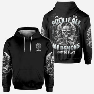 One Day I'm Gonna Just Say - Personalized Skull All Over Shirt