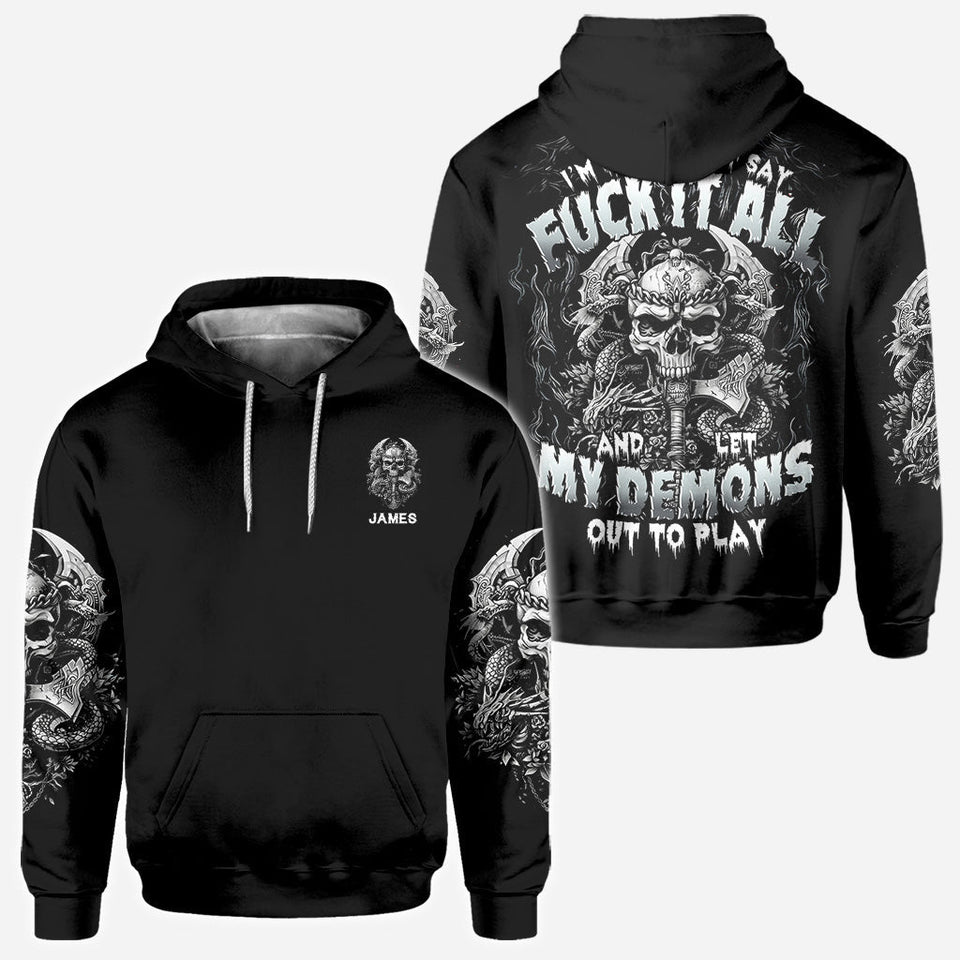 One Day I'm Gonna Just Say - Personalized Skull All Over Shirt