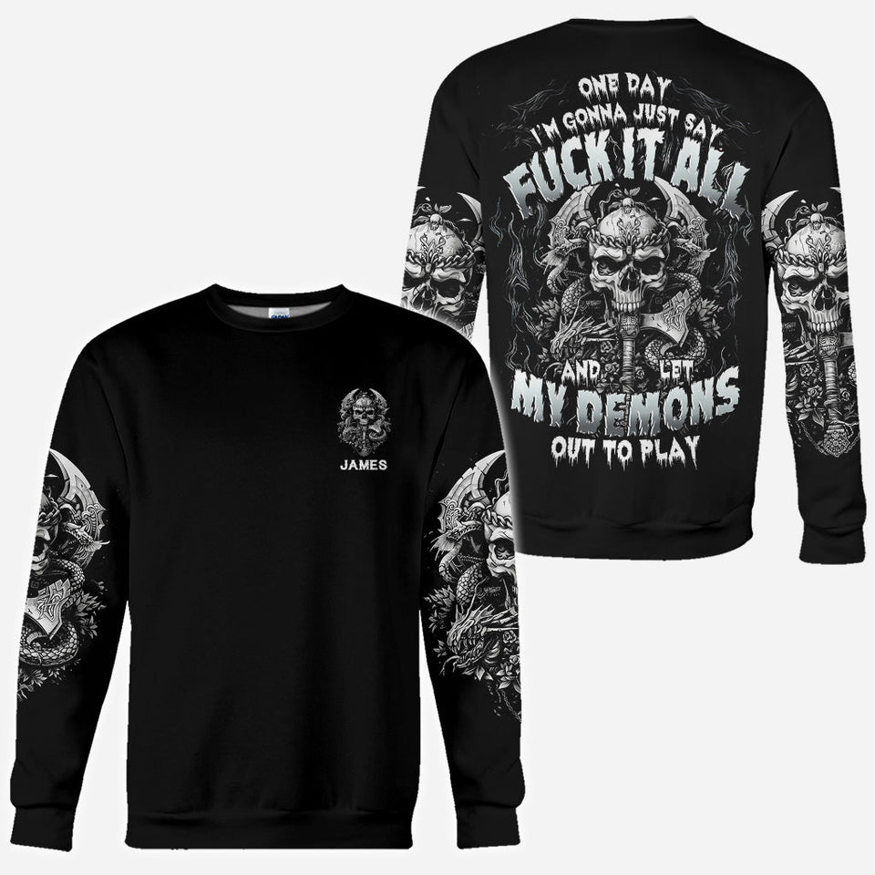 One Day I'm Gonna Just Say - Personalized Skull All Over Shirt