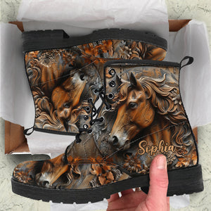 Stunning Horse Free Spirit - Personalized Horse Leather Boots