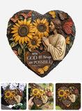 With God All Things Are Possible - Christian Heart Shaped Stone