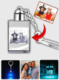 Custom Photo Rectangle Crystal Led Light Keychain -  gift for anyone, dog lover, cat lover, who lost a loved one - Personalized Keychain