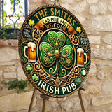 Irish Pub - Personalized Saint Patrick's Day Round Wood Sign