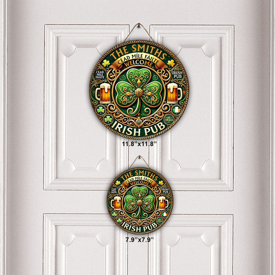 Irish Pub - Personalized Saint Patrick's Day Round Wood Sign