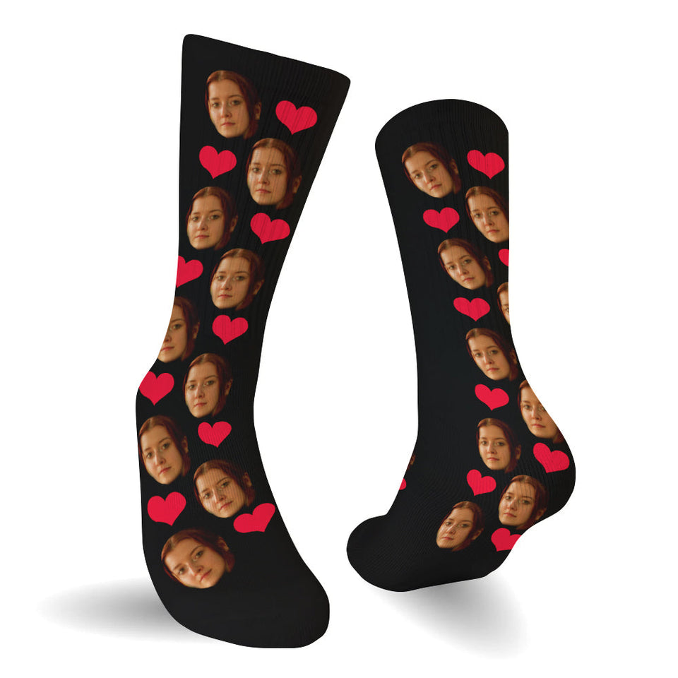 Custom Face Heart Pattern - Personalized Daughter Socks