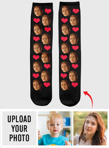 Custom Face Heart Pattern - Personalized Daughter Socks