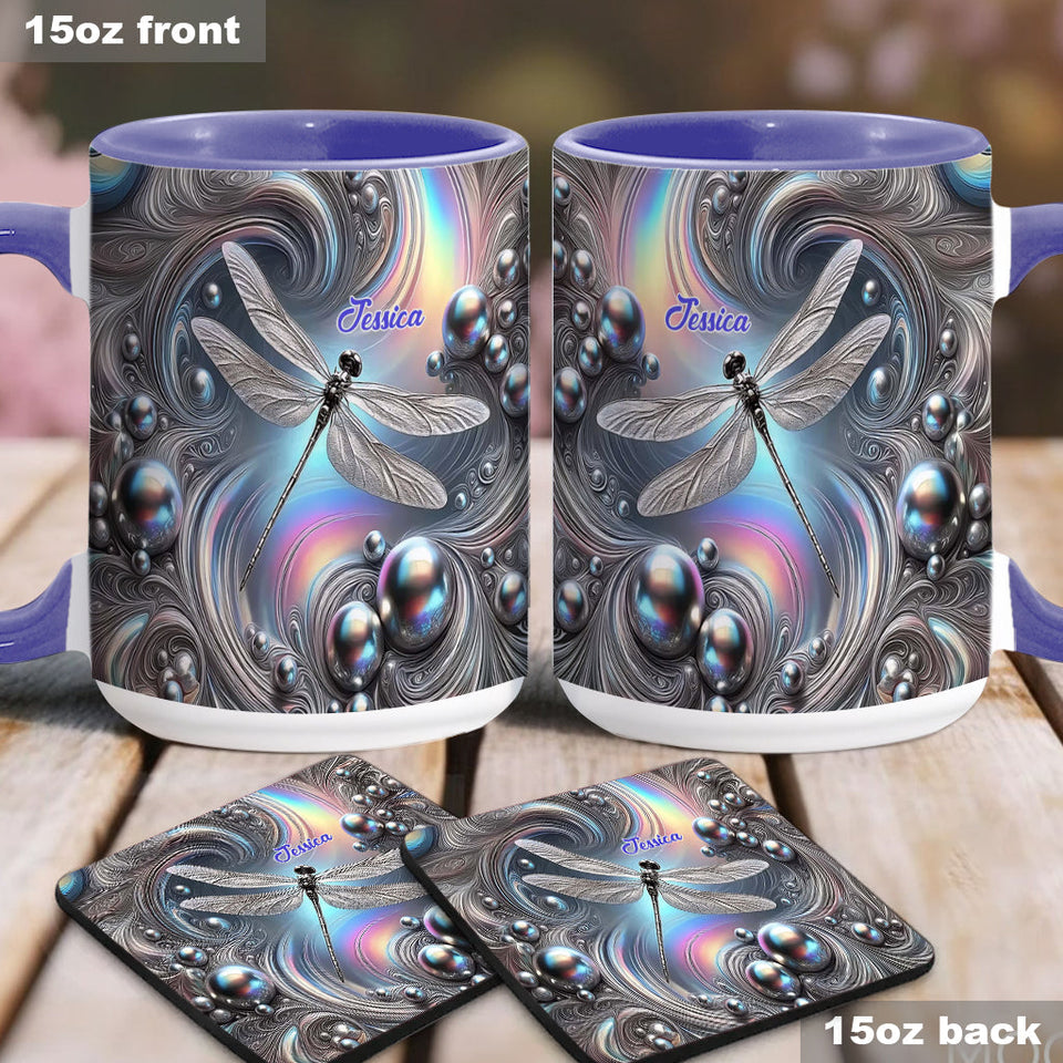 Beautiful Dragonfly - Personalized Dragonfly Accent Mug