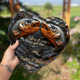 Love Fishing - Personalized Fishing Heart Shaped Stone