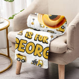 Construction Vehicle Letters - Personalized Kid Blanket