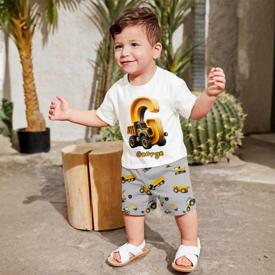 Cool Truck Alphabet - Personalized Kid T-shirt & Shorts
