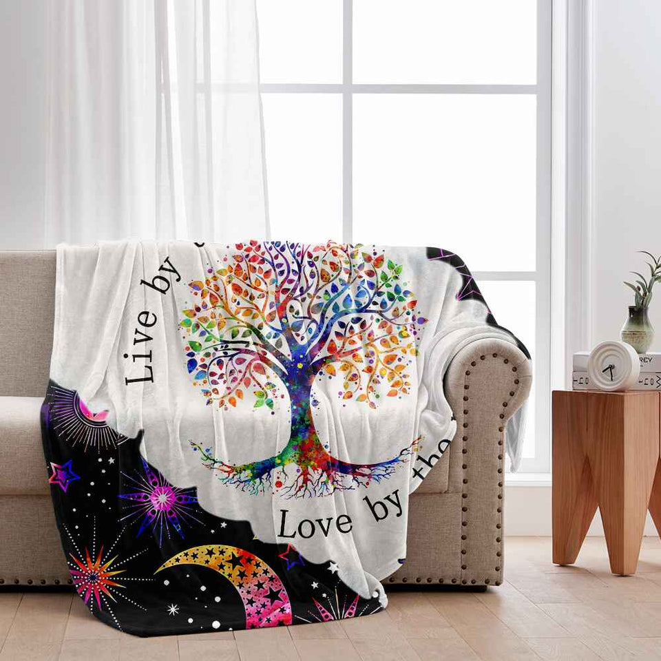 Live By The Sun Love By The Moon - Personalized Hippie Blanket