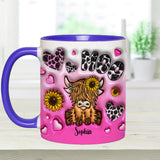 Sunflower Highland Cow - Personalized Accent Mug