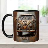 Vintage Camper Van Peace Symbol - Personalized Hippie Accent Mug