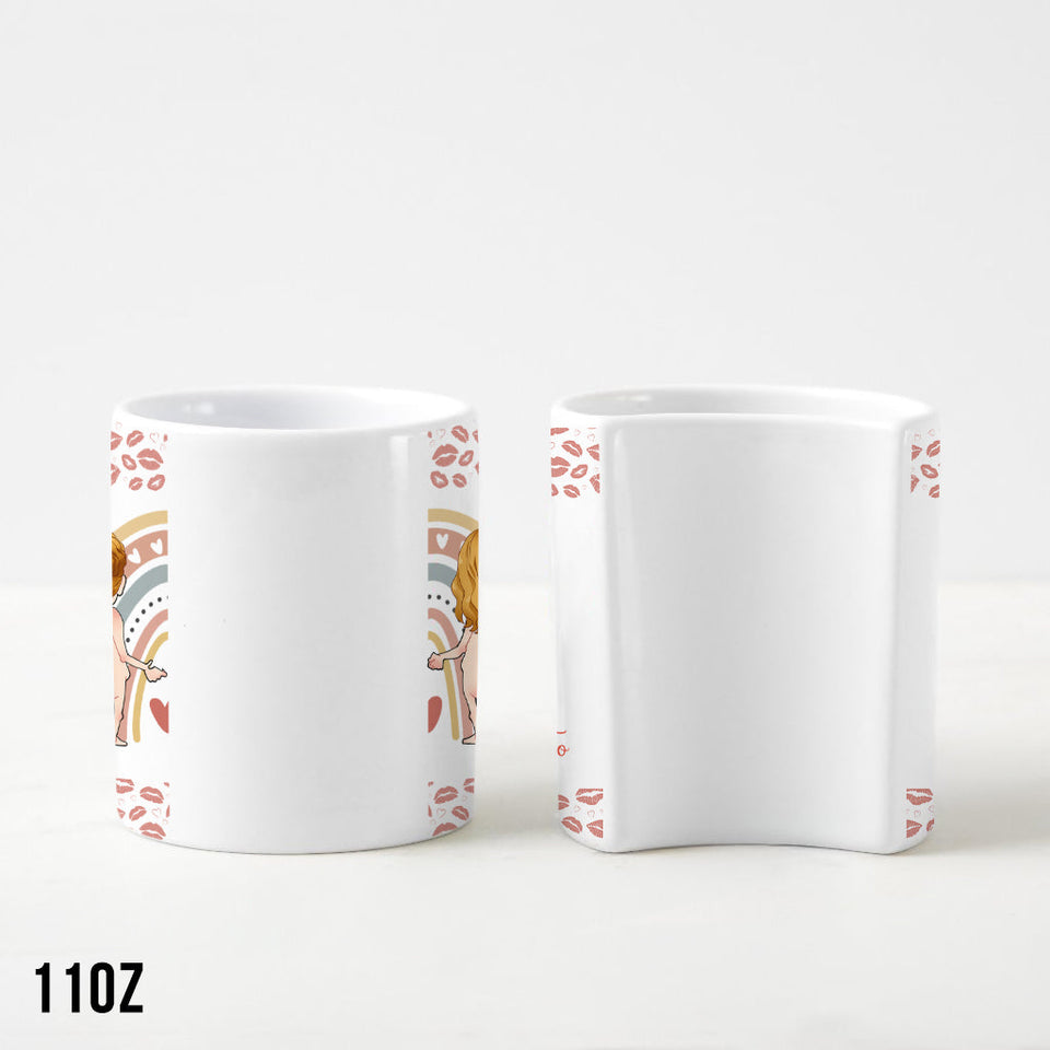 I Want To grow old with you - Personalized Couple Matching Heart Handle Mug