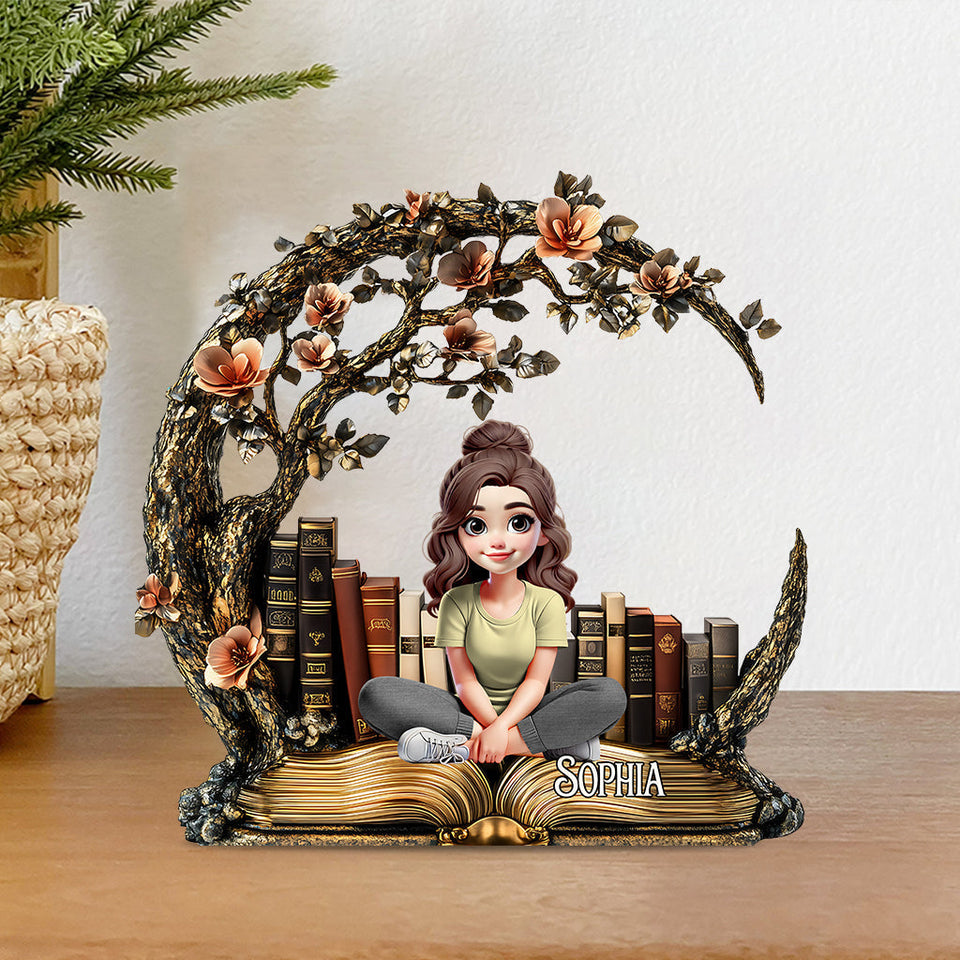 Just A Girl Who Loves Books - Personalized Book Custom Shaped Acrylic Plaque
