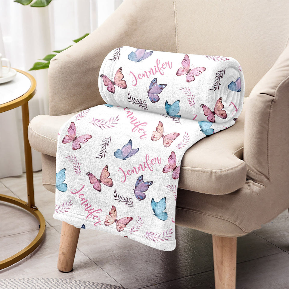 Butterfly Custom Name - Personalized Mother Blanket